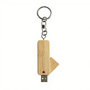 Clé USB 2.0 pivotante portable en bois massif écologique haute vitesse avec porte-clés pour cadeaux d'entreprise, logo personnalisé gravé au laser - Product Image 2