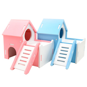 Casa para Mascotas Estilo Europeo, Villa Rosa y Azul de PVC, Nido para Hámster, Cama Multifuncional para Animales Pequeños, Juguete de Ensamblaje - Product Image 2