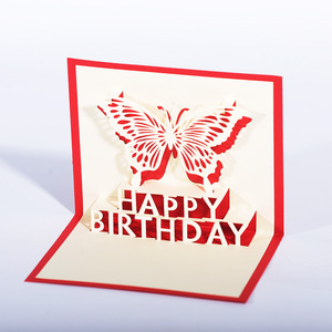 Cartes de vœux d'<span class=keywords><strong>anniversaire</strong></span> en papier fait main, cartes de vœux 3D pop-up, papillon - Product Image 1