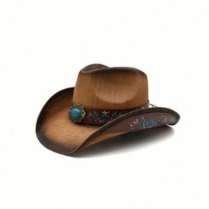 Stock Wide Brim Cowboy <b>Straw</b> <b>Hat</b> Unisex Custom Ski Travel Beach Fishing Casual Outdoor Breathable Comfort Four Seasons Wholesale - Product Image 4