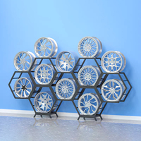 Présentoir de sol modulaire en métal à grille hexagonale pour accessoires automobiles, personnalisable, écologique, autoportant