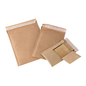 80G sacchetto di carta a nido d'ape 100% compostabile marrone carta Kraft personalizzata busta di riciclaggio carta Kraft Mailer a nido d'ape