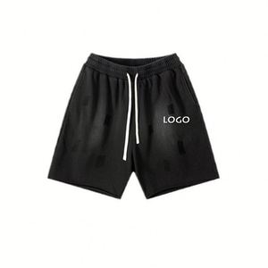 Pantalones cortos para hombre estilo preppy de cintura alta con cierre de cordón poliéster/algodón patrón 3D transpirable y ecológico - Product Image 1