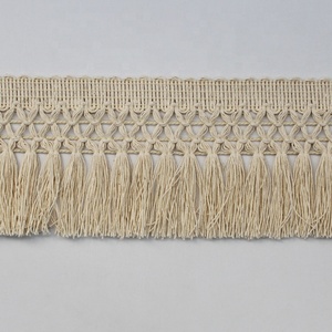 Fabbricazione 10cm lungo Beige bianco cotone nappa frangia per tappeti per la casa decorazione tessile - Product Image 2
