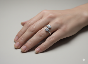 Open Floral Diamond <b>Ring</b> Natural & Lab Grown Diamonds 925 <b>Silver</b> / 10KT 14KT 18KT <b>Adjustable</b> Wrap <b>Ring</b> - Product Image 5