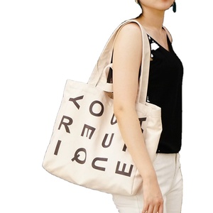 Custom logo Durable Natural Recycled Reusable Shopping Cotton Canvas Tote <b>Bag</b> With Two Handles - Product Image 1