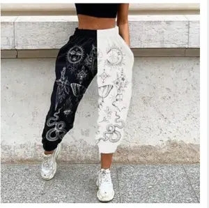 Pantalones de chándal de Hip Hop para mujer, pantalones de retazos con estampado de calavera de gran tamaño, monos de bolsillo con cintura elástica para otoño, ropa de calle informal para correr