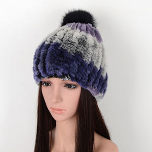 Chapeau de fourrure de Protection d'<span class=keywords><strong>oreille</strong></span> de cheveux de lapin Rex double face pour femmes automne hiver chaleur élastique motif de dessin animé réchauffeur de tête - Product Image 1