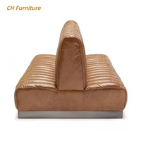 Banquette de restaurant personnalisable, superposée des deux côtés, en cuir marron vintage, pour club et café