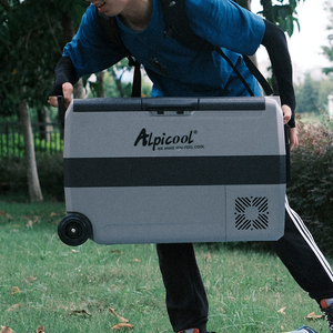 Réfrigérateur portable mini pour voiture T60 Alpicool 56,5l, 12V, congélateur, glacière électrique pour <span class=keywords><strong>camping</strong></span>, double zone, fiable, avec roulettes - Product Image 2