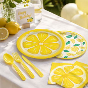 Summer Fresh Lemon Fruit Theme <b>Party</b> Paper Tableware Plates Cups <b>Napkins</b> Tablecloth - Product Image 3
