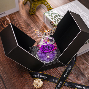 Rose éternelle en verre, cadeau de la Saint-Valentin, fleur d'amour, boîte de fleurs, vente en gros de fleurs préservées, boîte cadeau rose éternelle - Product Image 5