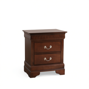 Mesa de Noche DB Glory Louis Phillipe de Madera Maciza con 2 Cajones, Mueble de Dormitorio Estilo Antiguo para el Hogar - Product Image 1