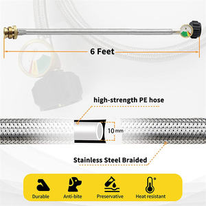 Manguera de Gas Propano Yuanming YM020001 Qcc1/Type1 de 1-20 Lb, Manguera de PVC Trenzada de Acero Inoxidable, Superficie Lisa, Medidor de Presión, Portátil - Product Image 5