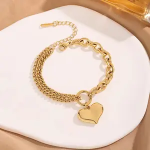 Pulseira retrô europeia e americana de aço e titânio dourado, influente feminina do Instagram,