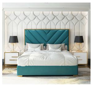 ما بعد الحداثة سرير جلد بسيط هونغ كونغ نمط سرير فاخر الإطار أثاث غرفة النوم - Product Image 1