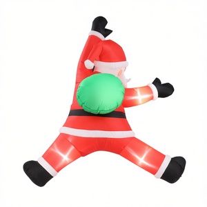 Decoración inflable de Papá Noel iluminada de 4.9 pies con bolsa de regalo, luces LED integradas, decoración para jardín exterior - Product Image 1