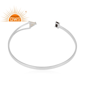 Sterling Silver Arrow Design Bangle Black Onyx Rainbow Moonstone Openable Bangle Gemstone Jewelry Manufacturer - Product Image 3