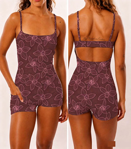 <span class=keywords><strong>Tuta</strong></span> <span class=keywords><strong>Corta</strong></span> da Donna con Motivo Hawaiano, Senza Maniche, con Spalline Regolabili in Tessuto Seta di Latte, per Adulti - Product Image 5