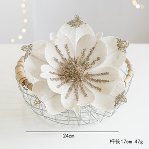 Bán Hot Navidad Trang Trí Nội Thất Nhân Tạo Long Lanh Mộc Lan Hoa Cây Giáng Sinh Hoa Trang Trí Mộc Lan Giáng Sinh - Product Image 4