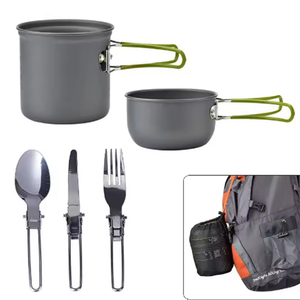 Ensemble de casseroles et poêles en aluminium antiadhésif à prix avantageux, légers, pour la cuisine, la randonnée, le camping et les activités de plein air - Product Image 5