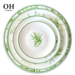 Bán buôn cao cấp xương Trung Quốc bellflower sứ Bộ đồ ăn Bộ sạc tấm món ăn trang trí vajilla cho Đảng và đám cưới - Product Image 1