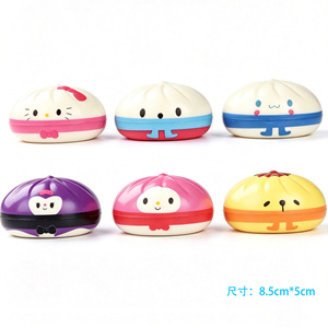 QQ Cartoon Steamed Bun <b>Squishy</b> Toys Set Soft Massage Balls Colorful Stress Relief Squeeze Toys in Bamboo Basket Packaging - Product Image 3