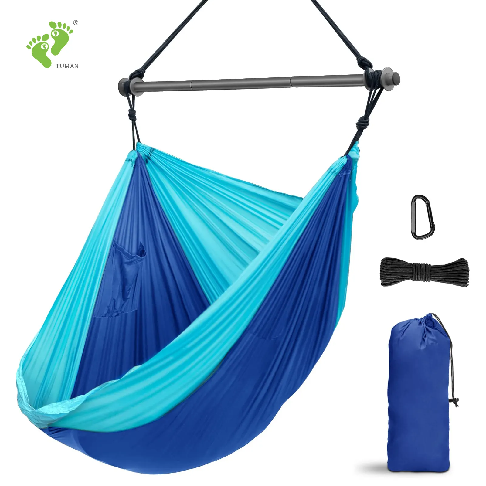 Longson manufacture garden outdoor camping nylon hammock chair swing adult hanging swing chair with pocket
