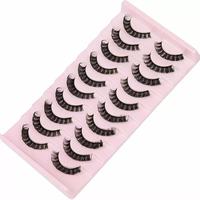 10 paires de faux cils russes en bande, courbure D, volume moelleux, effet œil de chat spectaculaire, pour maquillage