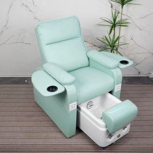 Sillón de Pedicura Azul Cielo Moderno y Lujoso para Salones de Uñas, Ajustable, Eléctrico, con Masaje por Vibración, Lámpara LED de 7 Colores, Automático, sin Tuberías - Product Image 1