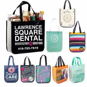 Factory Sale Custom Printed Logo Non Woven Tote Shopping Reusable Shopping Bags Lululemon Bag Tote Bag with Round Corners