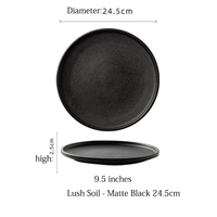 Assiette à steak ronde en céramique avec logo personnalisé, ensemble d'assiettes à dîner en porcelaine noire mate écologique, style nordique de luxe pour les fêtes