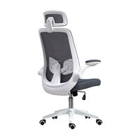 Chaise de bureau ergonomique moderne avec appui-tête réglable, accoudoirs mobiles, dossier haut, en maille grise, pivotante, prix compétitif