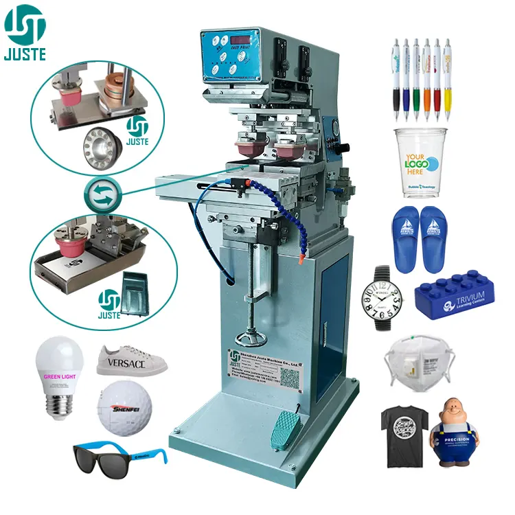 2 Colour Pad Printing Machine Clipper Uv Curing Ink Pad Printer For Lighter Logo Poker Chips Substrate Coffee Cup Wine Glass