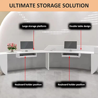 Bureau d'accueil incurvé sur mesure de grande taille, moderne, en fibre de verre, avec éclairage d'ambiance LED pour hôtel, clinique médicale, bureau d'entreprise