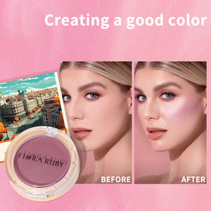 Flora Ruby coreano atacado maquiagem bonito rosa laranja roxo bolso maquiagem vegan blush em pó pigmento blush matiz paleta