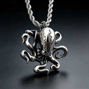 Yunnique – collier avec pendentif pieuvre en alliage de Zinc, bijoux unisexes à la mode, forme animale, Design géométrique, chaîne à pendentif unique, JD215 - Product Image 1