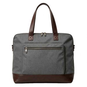 Premium Heavyweight Canvas <b>Tote</b> <b>Bag</b> with Leather Bottom Laptop Compartment <b>Zipper</b> for Office - Product Image 1