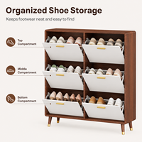 Meuble à chaussures ultra-plat 17 cm avec porte rabattable pour entrée, grande capacité de rangement, armoire moderne et simple pour couloir et hall d'entrée