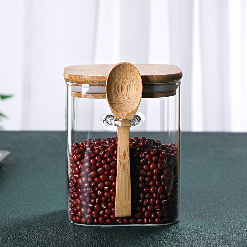 Square sealed jar with spoon 800ml (100mm*120mm)