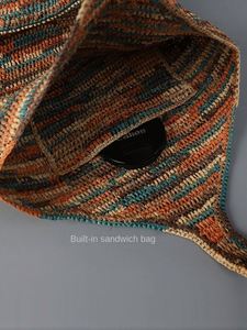 Bolso de Hombro de Rafia Tejido a Mano para Mujer, con Forro de Algodón y Patrón de Hilo, Estilo Playa, Moda Verano 2025 - Product Image 3