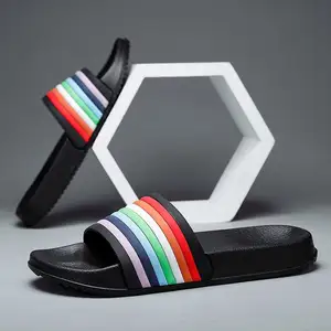 Lüks beyaz terlik açık ayak çin örgü terlik toptan özel Logo baskılı slayt takı parmak arası Sandal üreticileri