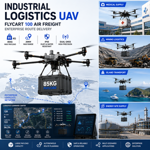 FlyCart 100 Plateforme de transport aérien de fret lourd pour la logistique industrielle, destinée au transfert de matériel médical en zone offshore et dans les mines éloignées - Product Image 1