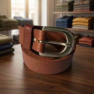 Ceinture en cuir de vache véritable BS INTERNATIONAL pour homme, style vintage, durable, décontractée, avec boucle ardillon en acier, écologique, imperméable et robuste - Product Image 1