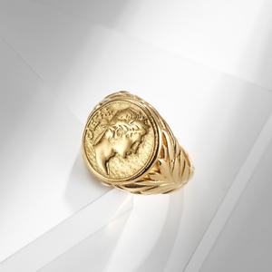 Rome Empire Caesar Face Rings Acero inoxidable 18K Oro Punk Hip Hop Caesar Head Coin Anillo de plata para hombres Mujeres - Product Image 3