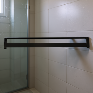 Estante de ducha de aluminio de 39.4 pulgadas, negro, montado en la pared, para baño con acceso directo, impermeable, duradero, de un solo nivel, diseño minimalista. - Product Image 2