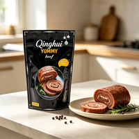 Sacs d'emballage pour café avec logo personnalisé imprimé, pochettes verticales en PE Mylar avec fermeture éclair, résistantes à l'humidité, 100g 500g, pour aliments (viande)