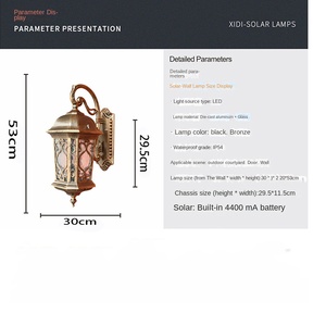 Applique murale solaire d'extérieur pour jardin LED en aluminium moulé sous pression étanche avec verre trempé marron - Product Image 6