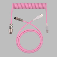 Cable de Datos con Conector de Aviación GX12 en Varios Colores, Cable de Aviación Enrollado Resistente para Teclado Mecánico, Máximo 3 Metros