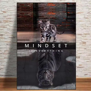 Quadro su tela HD stampato con gatto e leone, immagine artistica ispirata agli animali, decorazione per soggiorno, la mentalità <span class=keywords><strong>è</strong></span> <span class=keywords><strong>tutto</strong></span> - Product Image 5